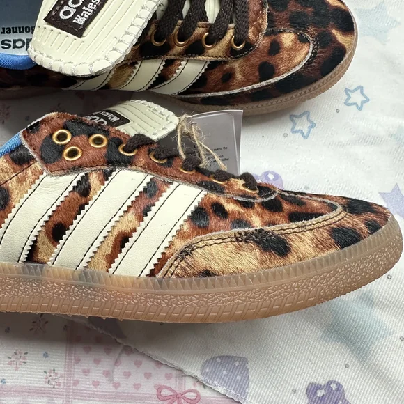 adidas x Wales Bonner Samba Leopard Print Pony Hair Low-Top Sneakers - Picture 9 of 11